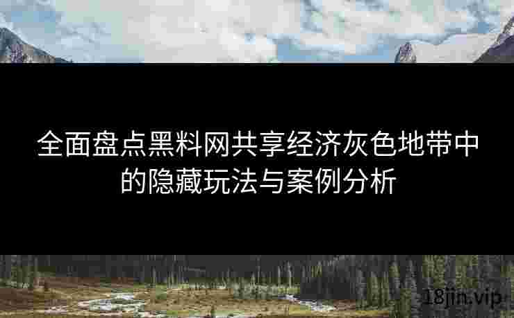 全面盘点黑料网共享经济灰色地带中的隐藏玩法与案例分析