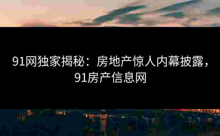 91网独家揭秘：房地产惊人内幕披露，91房产信息网