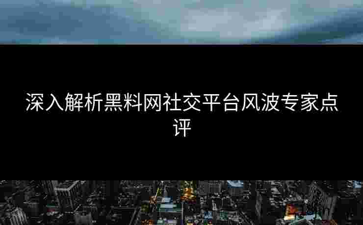深入解析黑料网社交平台风波专家点评