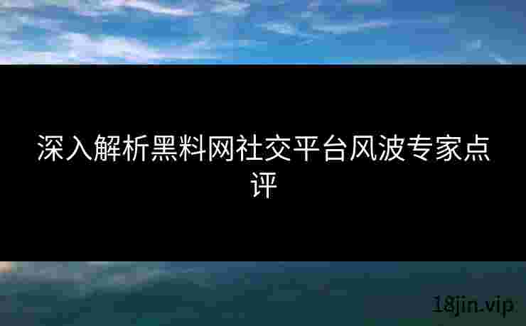 深入解析黑料网社交平台风波专家点评