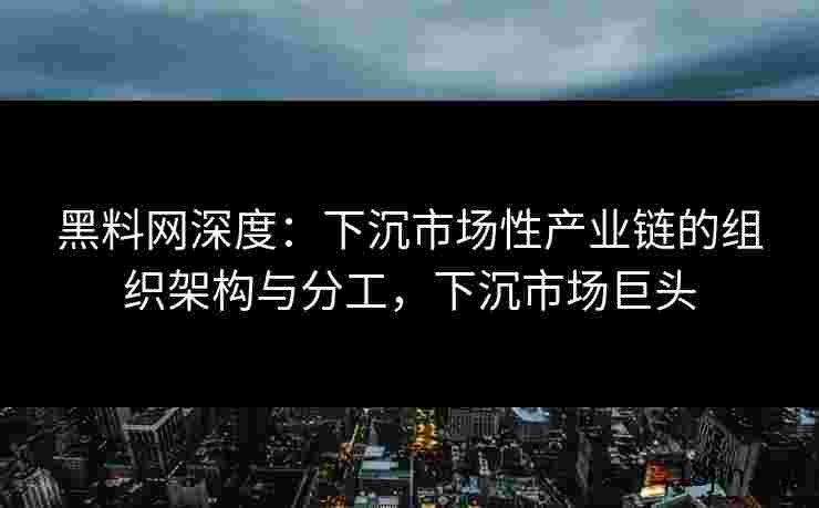 黑料网深度：下沉市场性产业链的组织架构与分工，下沉市场巨头