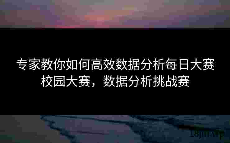 专家教你如何高效数据分析每日大赛校园大赛，数据分析挑战赛
