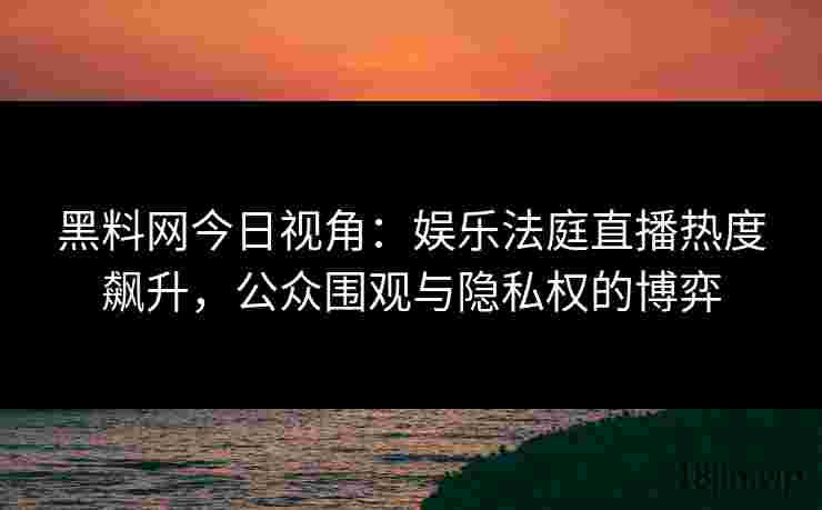 黑料网今日视角：娱乐法庭直播热度飙升，公众围观与隐私权的博弈